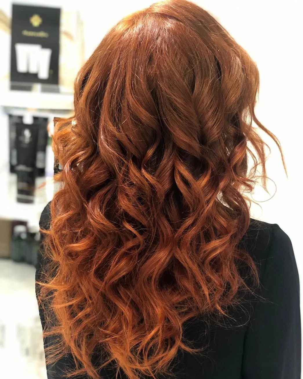 Red hair color at Monaco Salon Tampa — copper, auburn, and red ombré