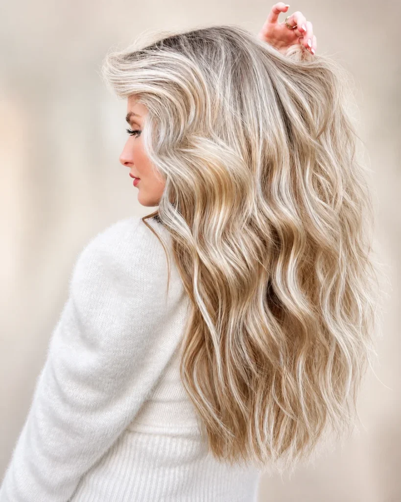 Dimensional sandy blonde balayage waves &mdash; Monaco Salon South Tampa