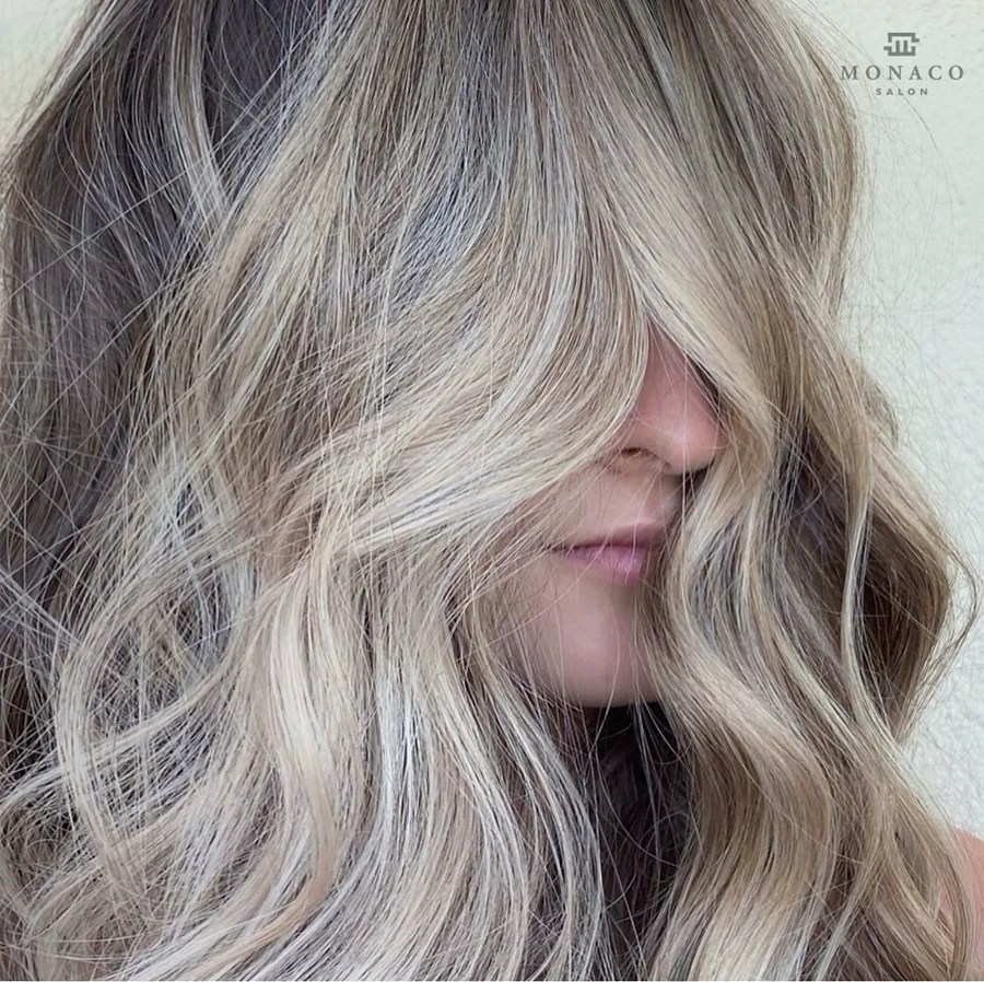 Ash blonde lived-in color &mdash; Monaco Salon Tampa