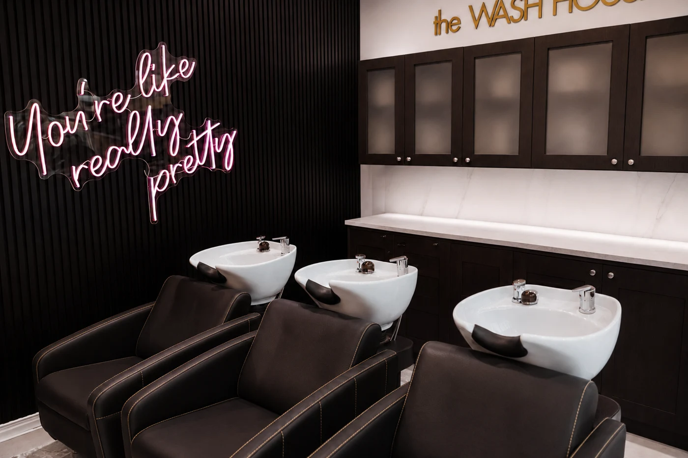 Monaco Extension Lounge Wash House &mdash; shampoo bowls, You're like really pretty neon sign, South Tampa
