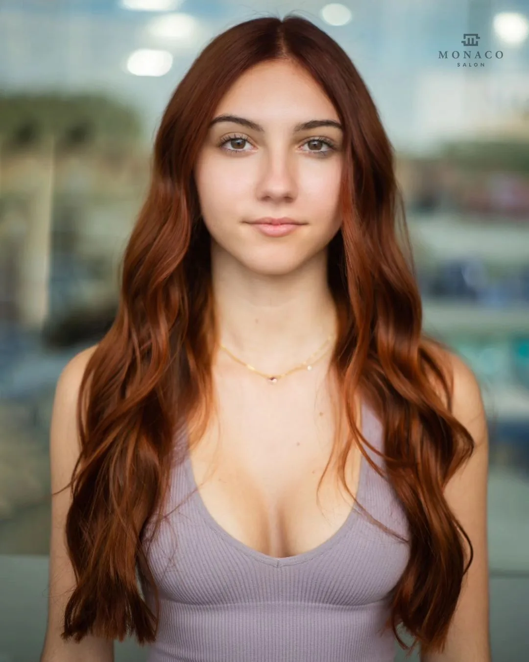 Cowboy copper hair color front view &mdash; Monaco Salon Tampa