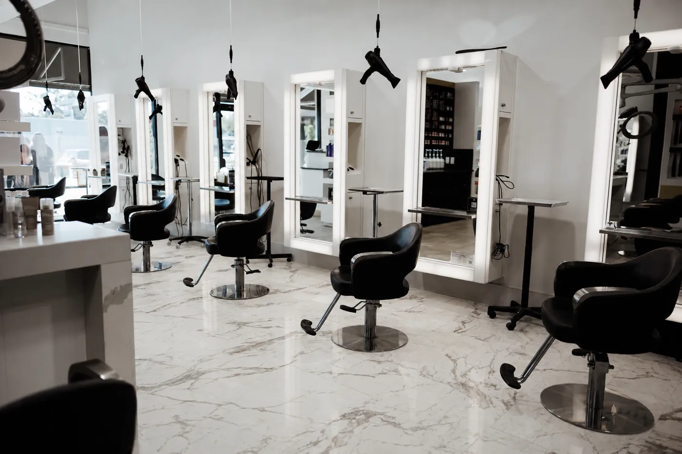 Monaco Salon Dale Mabry — wide view of all styling stations, South Tampa