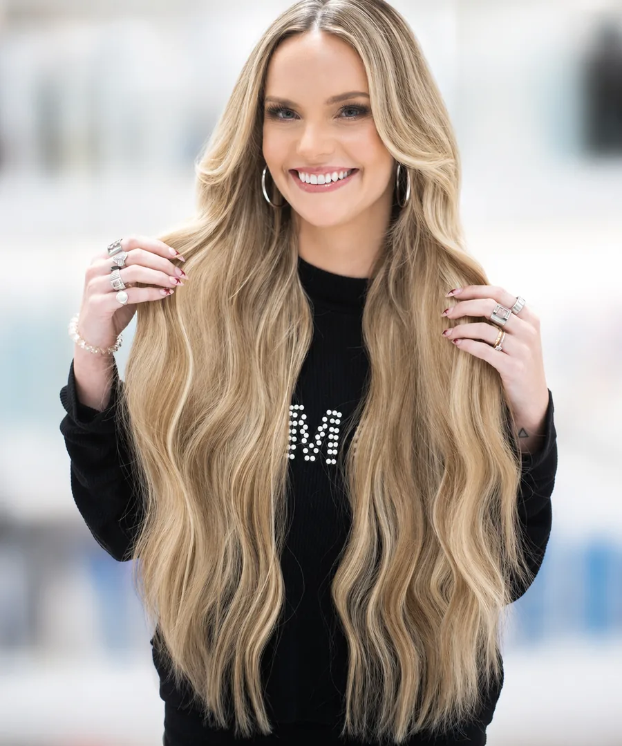 Long dimensional blonde hair extensions &mdash; Monaco Salon specialist South Tampa