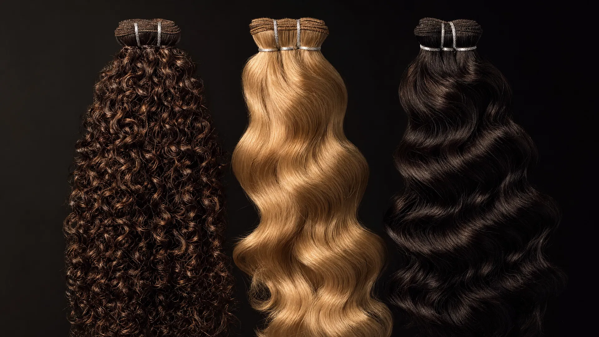 Curly hand tied weft extensions