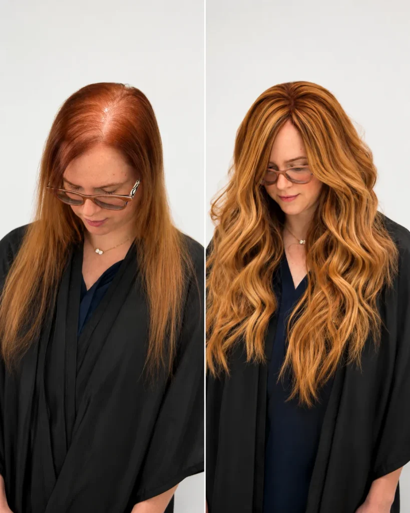 Monaco Salon hair topper before and after — crown thinning client, South Tampa