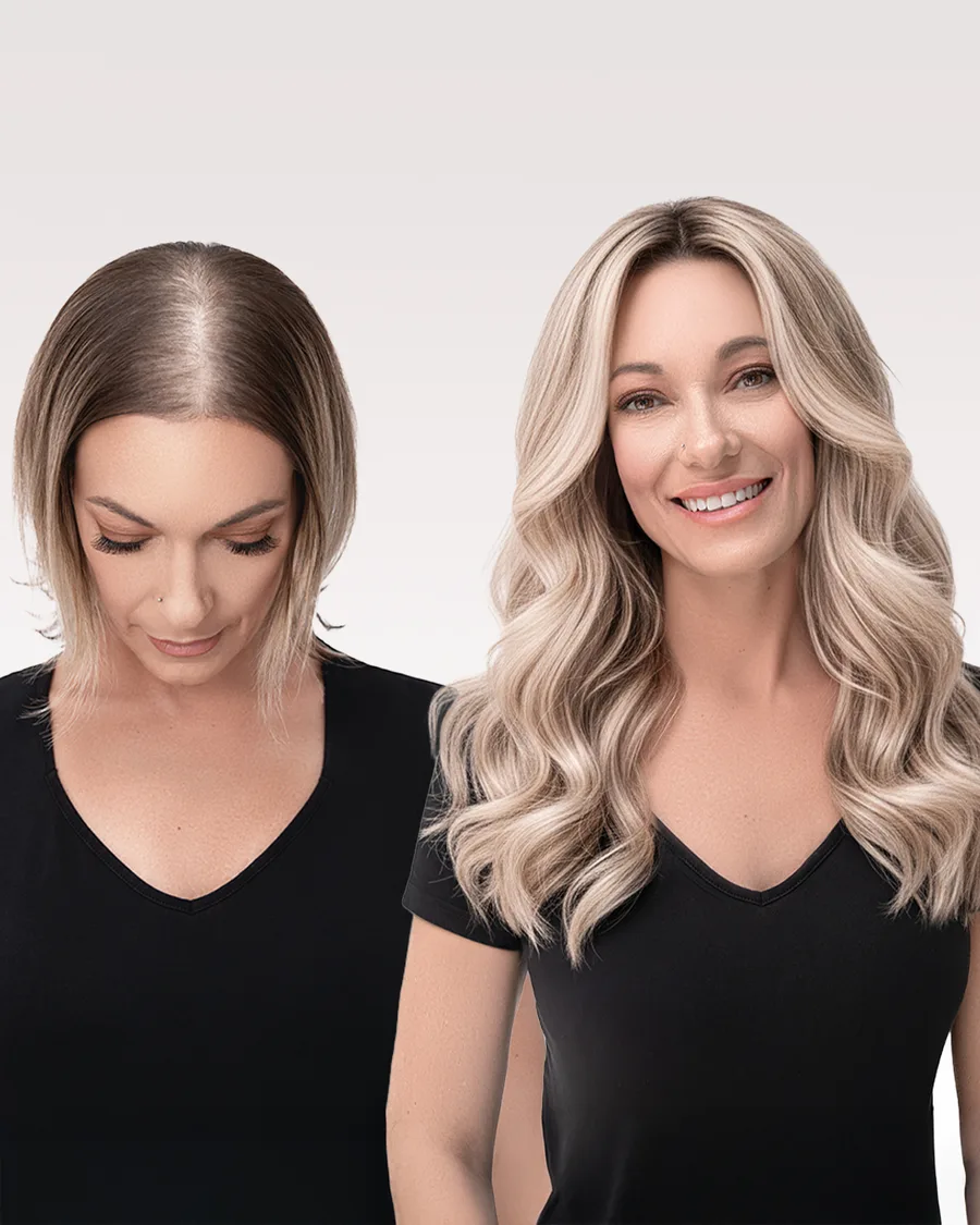 Hair topper before and after — Monaco Salon Tampa hair loss