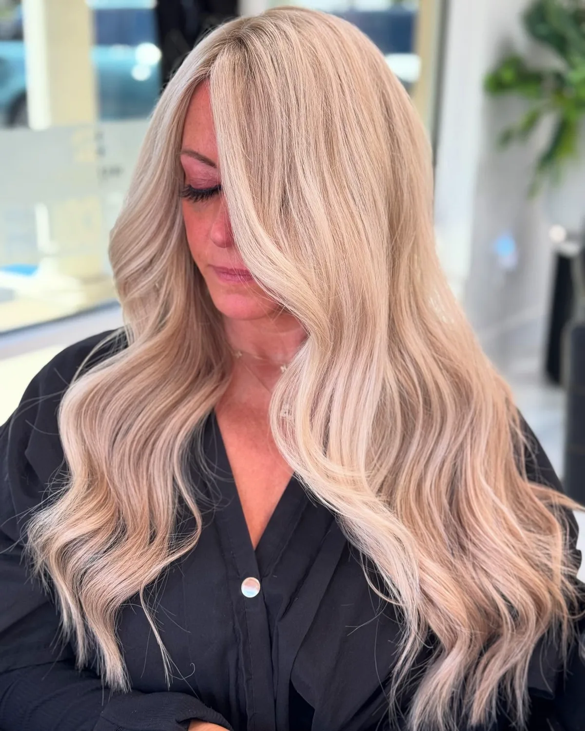 Hair topper result &mdash; long voluminous blonde hair by Krista Abad at Monaco Salon South Tampa
