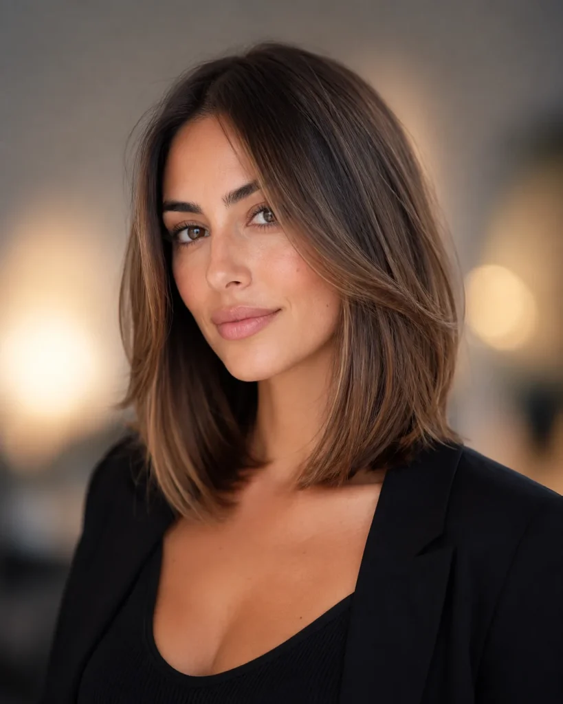 Shoulder-length lob haircut at Monaco Salon Tampa