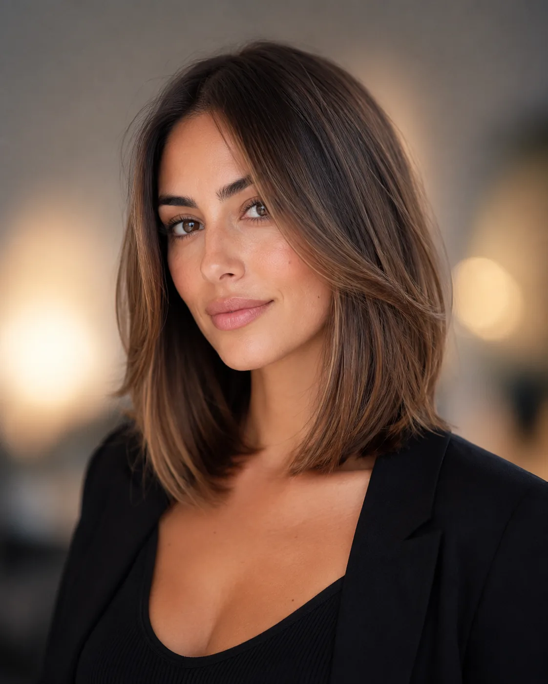 Shoulder-length lob haircut at Monaco Salon Tampa